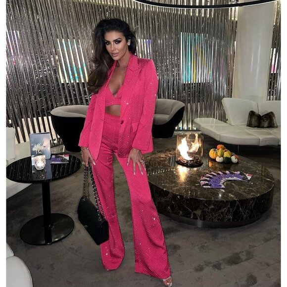 Nadine Merabi Kira Pink Studded Set XS NWT - Picture 7 of 13